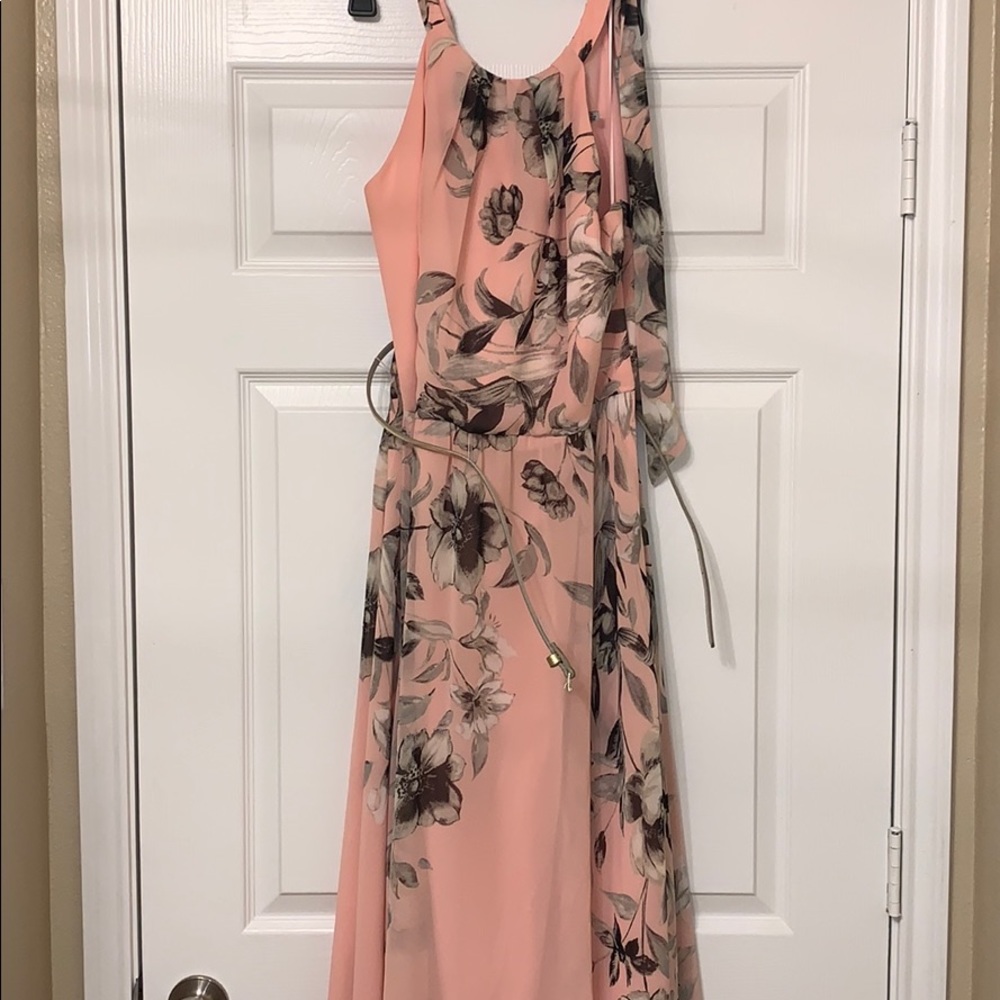 Eliza J Blush Pink Floral Halter Maxi Dress